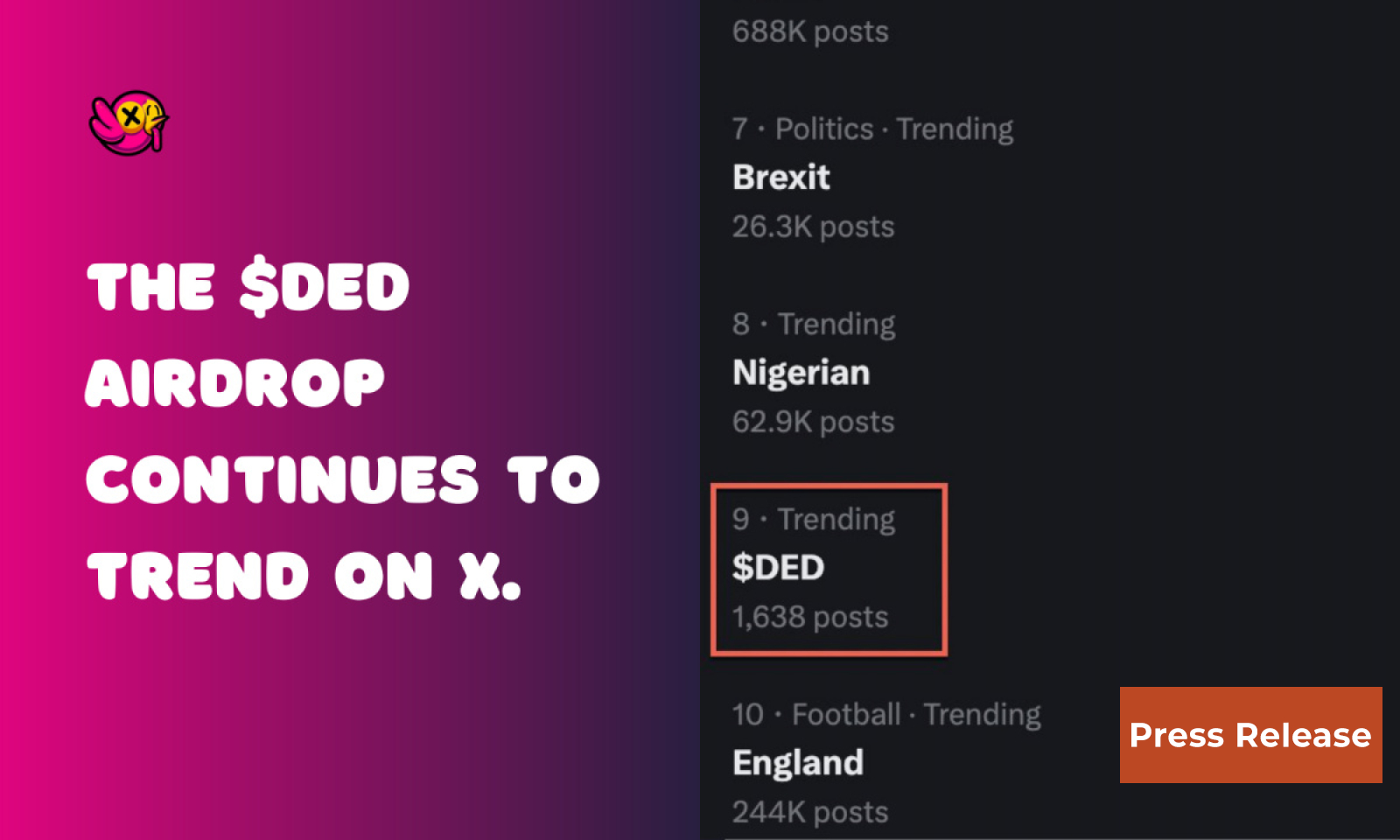 DED Trends on Twitter After Memecoin Snapshot Announcement