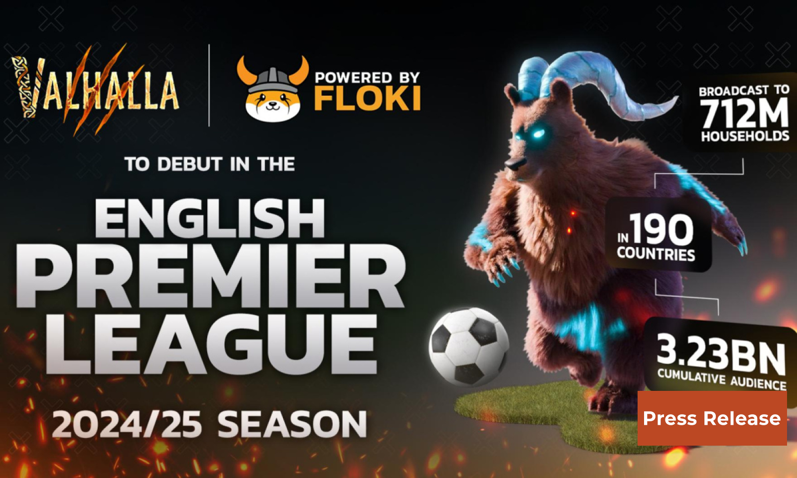 Floki Announces Major Ad Campaign for Valhalla in the English Premier League for 2024-25 Season