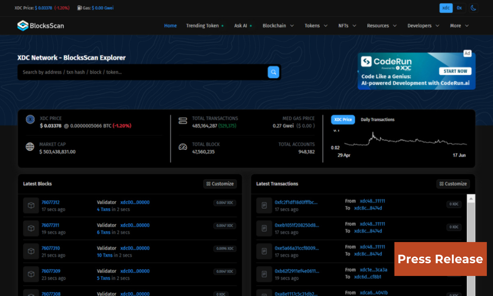 BlocksScan Unveils XDC Explorer Version 2 with Powerful New Features