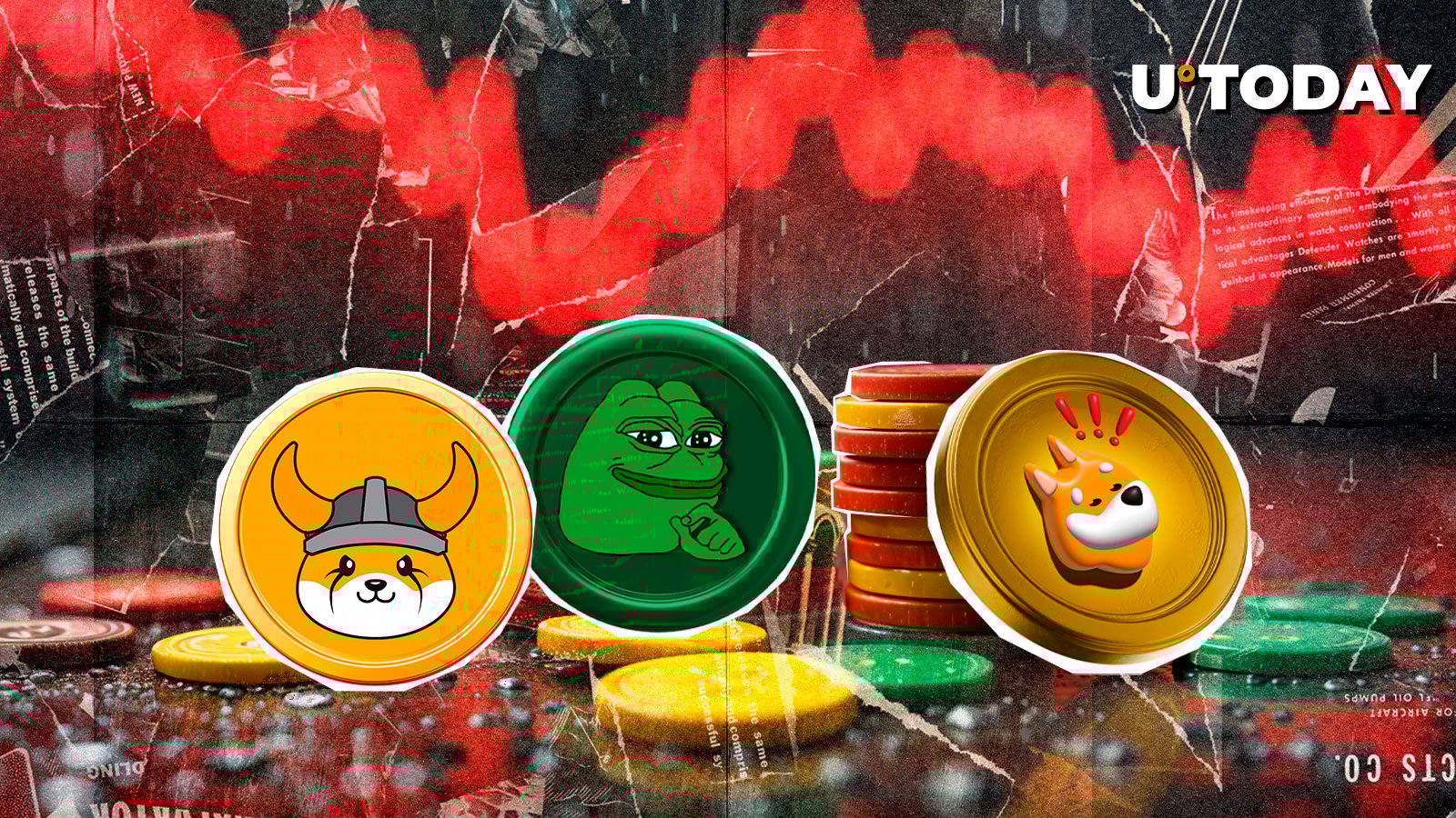 BONK, PEPE, FLOKI Meme Coins in Red